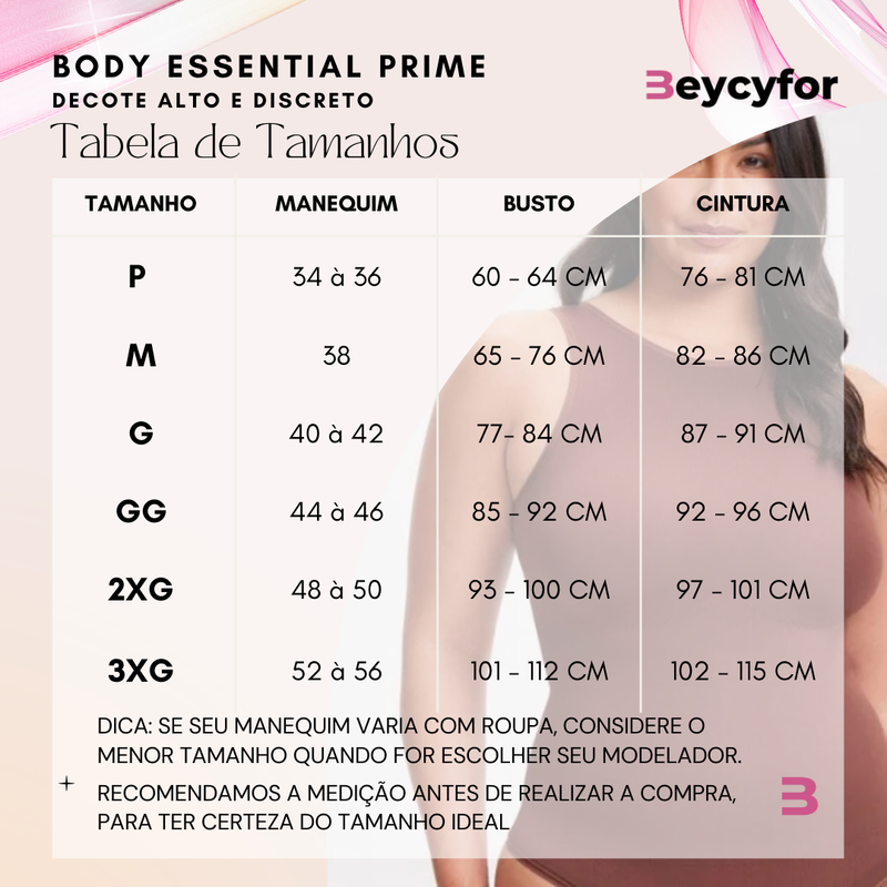 Body Essential Prime – Modelador com Decote Alto e Sem Costura